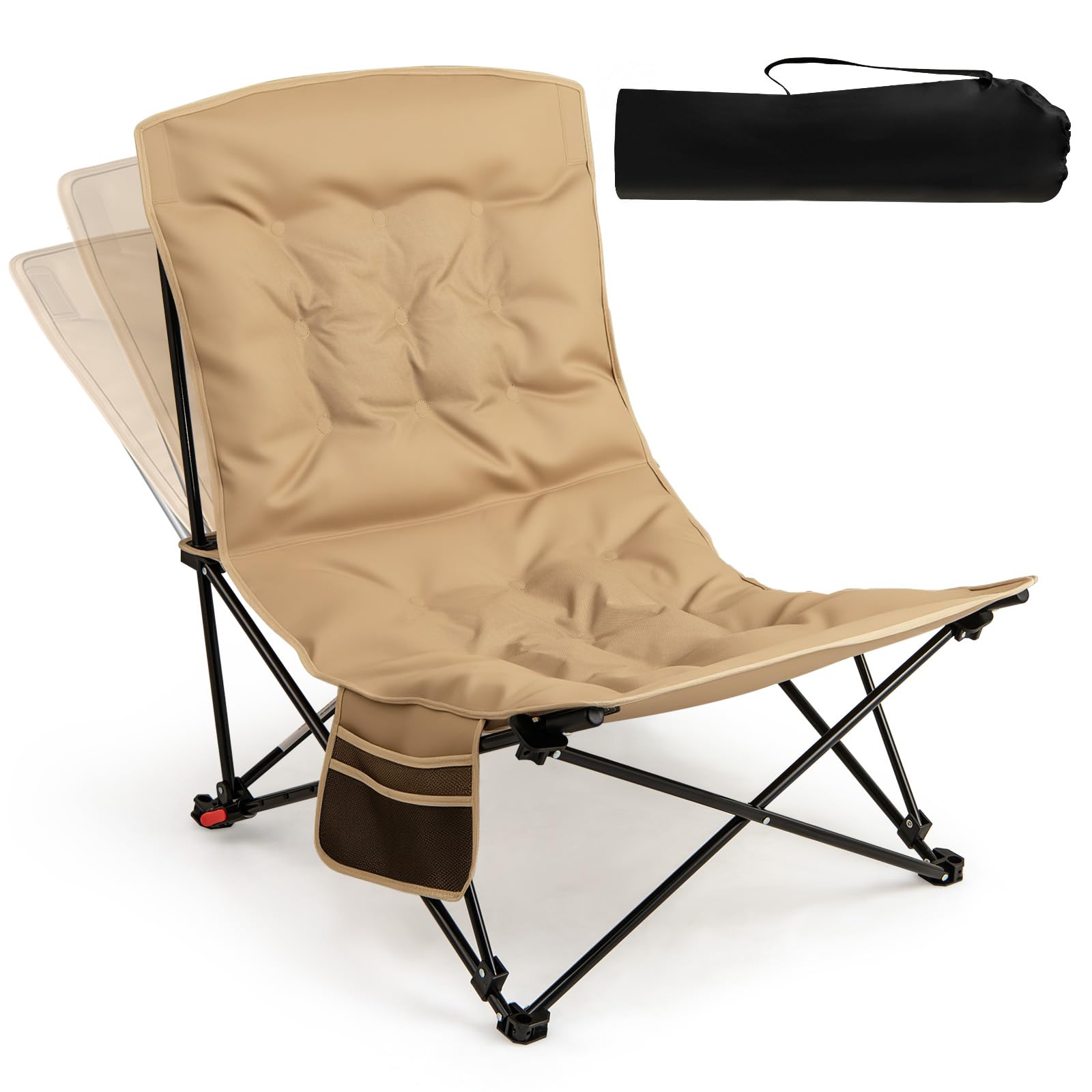 Tangkula Padded Camping Chairs Set for Camp Beach Lawn Fishing Travel Sports